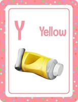 Alphabet flashcard with letter Y for Yellow vector