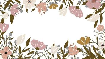 vector de fondo de naturaleza de arte abstracto. marco de plantas de moda. diseño de flores de color de fondo, hermoso jardín decorativo. hojas botánicas y diseño de patrón floral para banner de venta de verano.