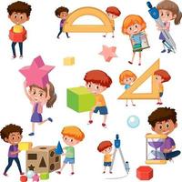 Set of student holding math learning element vector