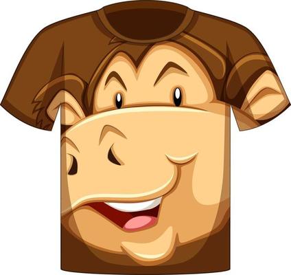 Front of t-shirt with face of monkey pattern