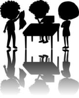 Set of kids silhouette with reflex vector