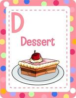 Alphabet flashcard with letter D for Dessert vector