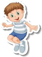 Sticker template with a boy cartoon character isolated vector