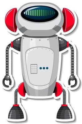 Sticker template with robot in cartoon style