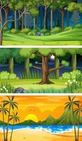 Set of different nature horizontal scenes vector