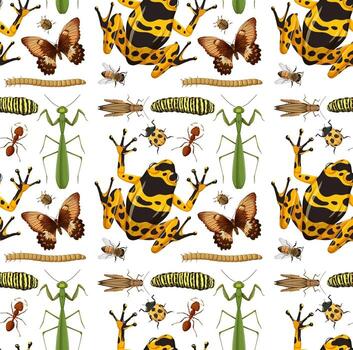 Seamless pattern with many insects on white background vector