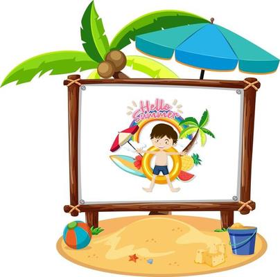 Picture of little boy in the beach scene isolated