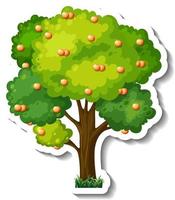 Orange tree sticker on white background vector