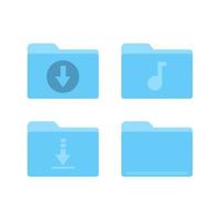 Set of Blue Folder Flat Vector Icons