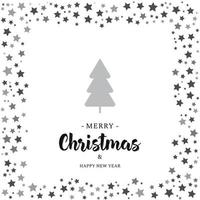 Christmas and New Year Greeting Card Illustration with Tree and Stars vector