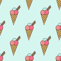 Ice Cream Cones Seamless Repeat Vector Pattern