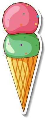 A sticker template with ice-cream cone isolated