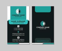 vertical blue and black abstract modern business card template vector design