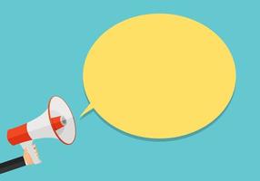 Hand with Megaphone and Speech Bubble Vector Illustration