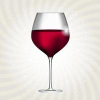 vaso lleno de vino tinto en la ilustración de vector de fondo de remolino