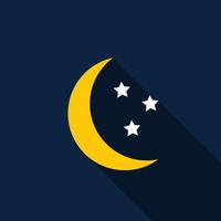 Weather Icons with Moon and Stars in Flat Style with Long Shadows vector