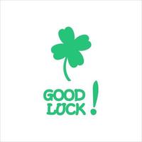 Good luck. Hand drawn shamrock and calligraphy. Vector illustration