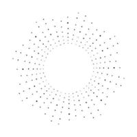 Black and white sunburst dotted round shape. vector