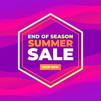 End of season summer sale Colorful abstract curve banner. Trend gradient. Fluid shapes composition. vector