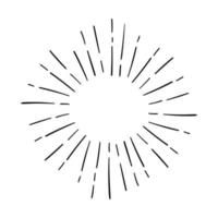 Dibujado a mano explosión de rayos de sol. elemento de diseño fuegos artificiales rayos negros. vector