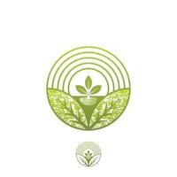 Sprout eco logo, green leaf seedling, growing plant Abstract design concept for eco technology theme. Ecology icon vector