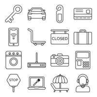 Pack of Hotel Accessories Linear Icons vector