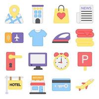 Pack of Hotel Flat Icons vector