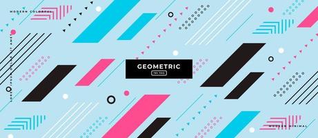 Parallel Color Geometric Shapes in Blue Background. vector