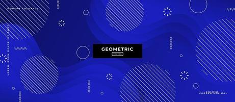 Blue Memphis Style Lines Geometric Background. vector