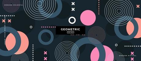 Memphis Style Circle Shapes Geometric Background. vector