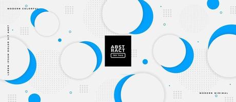 Geometric Blue and White Circle Shapes in White Textured Background. vector