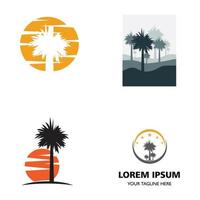 silueta de playa de palmera para hotel restaurante vacaciones vacaciones viajes diseño de logotipo vector