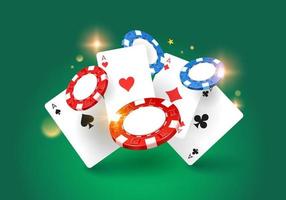 Game casino design template. Flying chips and casino cards. Isolated. Background. Vector illustration