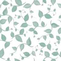 Acuarela de patrones sin fisuras con hojas verdes y ramas. Dibujado a mano ilustración floral botánica de decoración textil de verano. vector