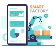 Operation of mechanical and process with smartphone vector