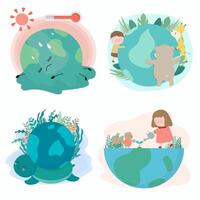 Set banner of Happy Earth with eco nature vector