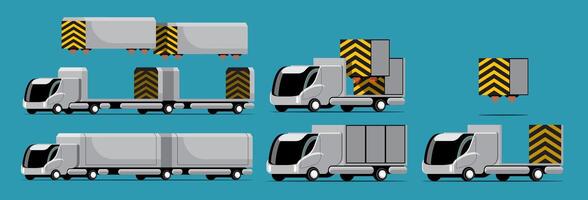 Set of mockup hi-tech Truck and Container with modern style vector