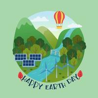 feliz día de la tierra y día mundial del medio ambiente energías renovables vector