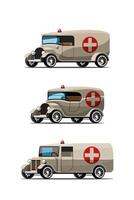 Set  mockup of emergency car in retro style design vector