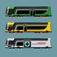 Set of mockup hi-tech bus with modern style vector