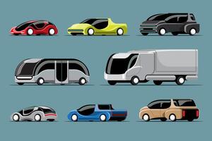 Set of Hitech cars in modern design vector