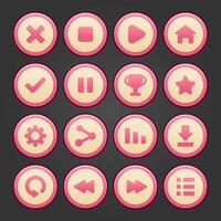 Pink round button set vector