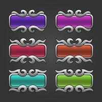 Silver swirl frame buttons set vector