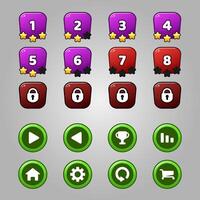 Game levels and buttons set vector