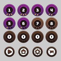 Round game levels and buttons set vector