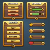 Game wood and gold UI menu vector