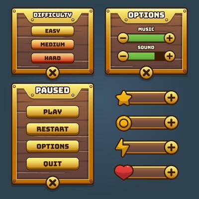 Game ui Level complete menu pop up with stars score and buttons 550649  Vector Art at Vecteezy