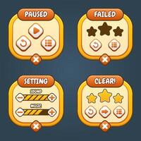 Orange cute game ui Menu option set vector