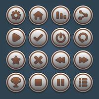 Silver round button set vector