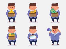 Set of Businessman in different poses cartoon vector